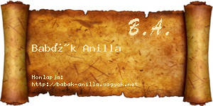 Babák Anilla névjegykártya